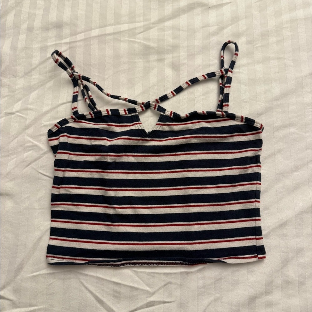 Hollister Navy and White Striped Camisole